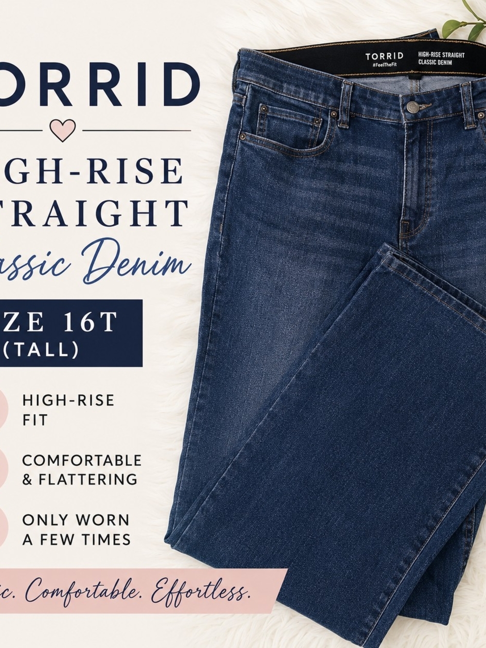 Torrid High-Rise Straight Classic Denim Jeans - Dark Blue